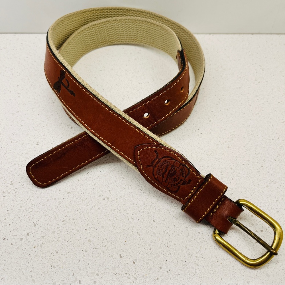 Reef Riders Surcingle Belt Florida Keys Canvas Genuine Leather Fly Fishing Sz 40